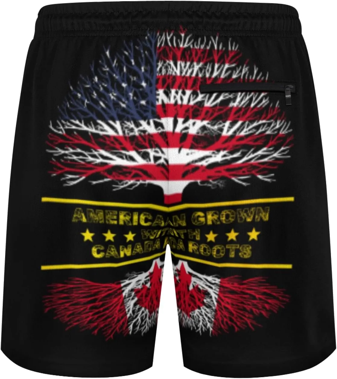 Мужские плавки American Grown and Canada Roots с сетчатой ​​подкладкой, завязками, быстросохнущие, с карманами Generic, черный — фото 3