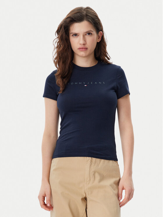 

Облегающая футболка Tonal Linear DW0DW20315 Tommy Jeans, синий