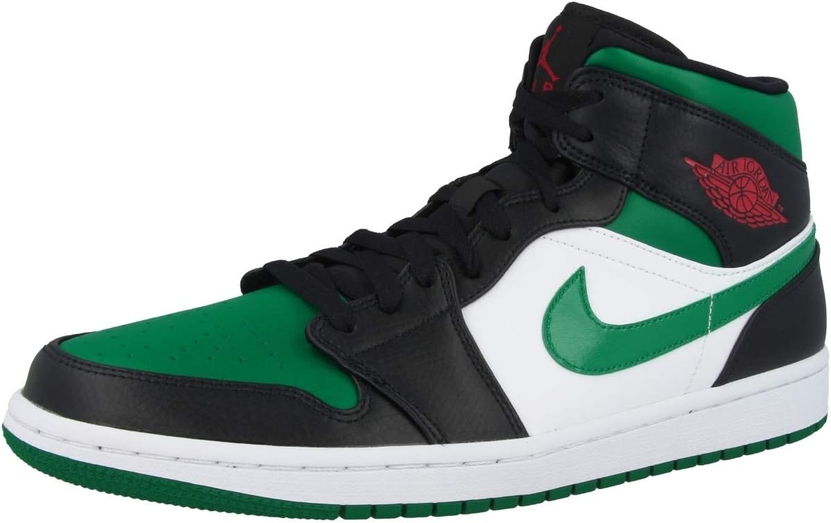 Мужские баскетбольные кроссовки Nike Air Jordan 1 Mid, черный/зеленый/белый/красный — фото 4