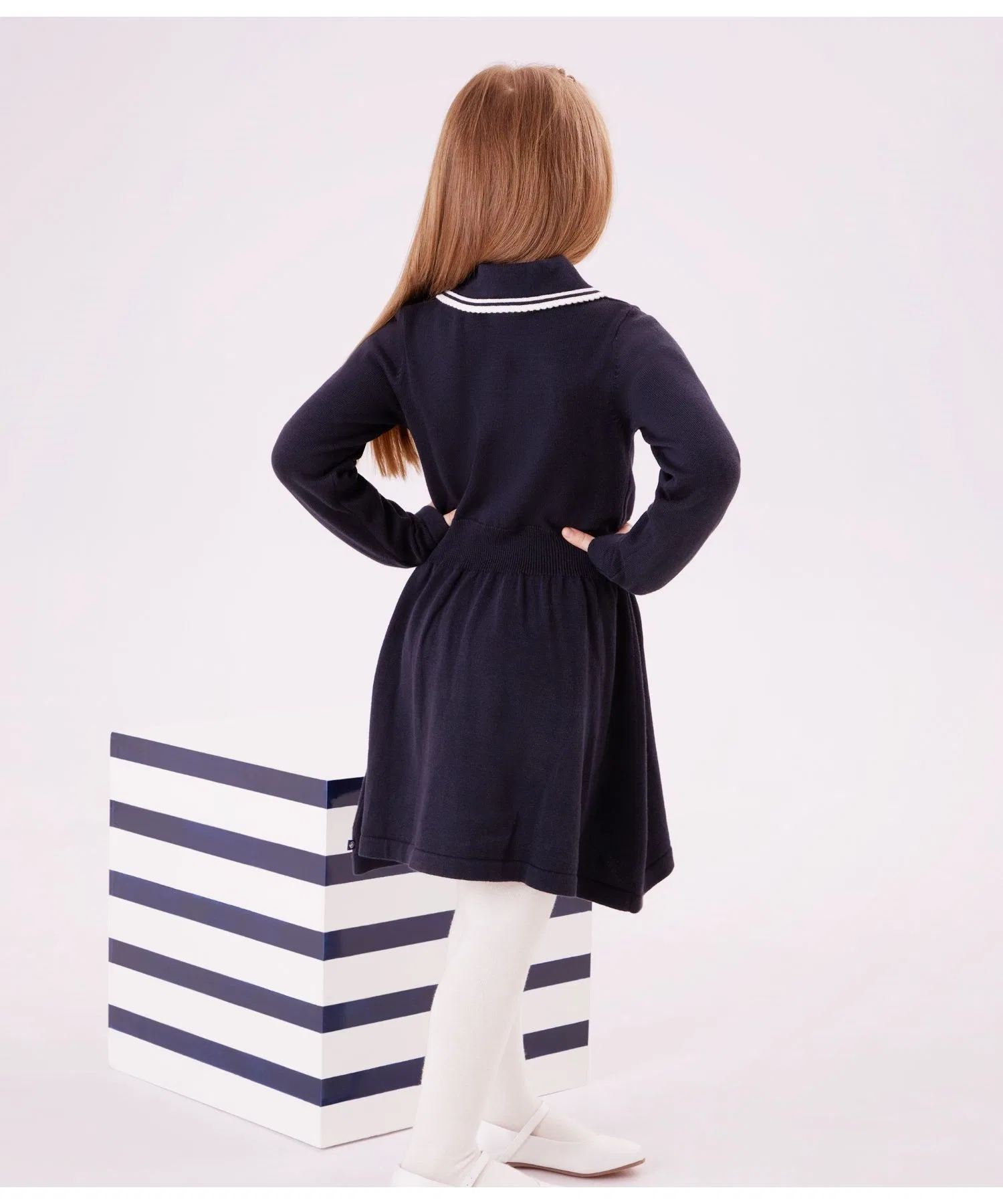 Детское платье PETIT BATEAU трикотажное тёмно-синее — фото 2