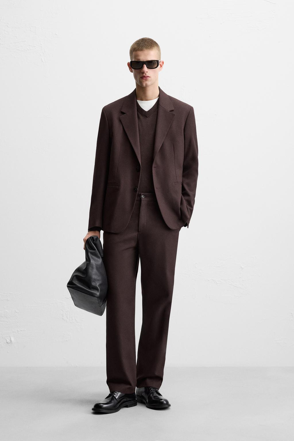 

Блейзер для костюма обычного покроя ZARA, бордовый