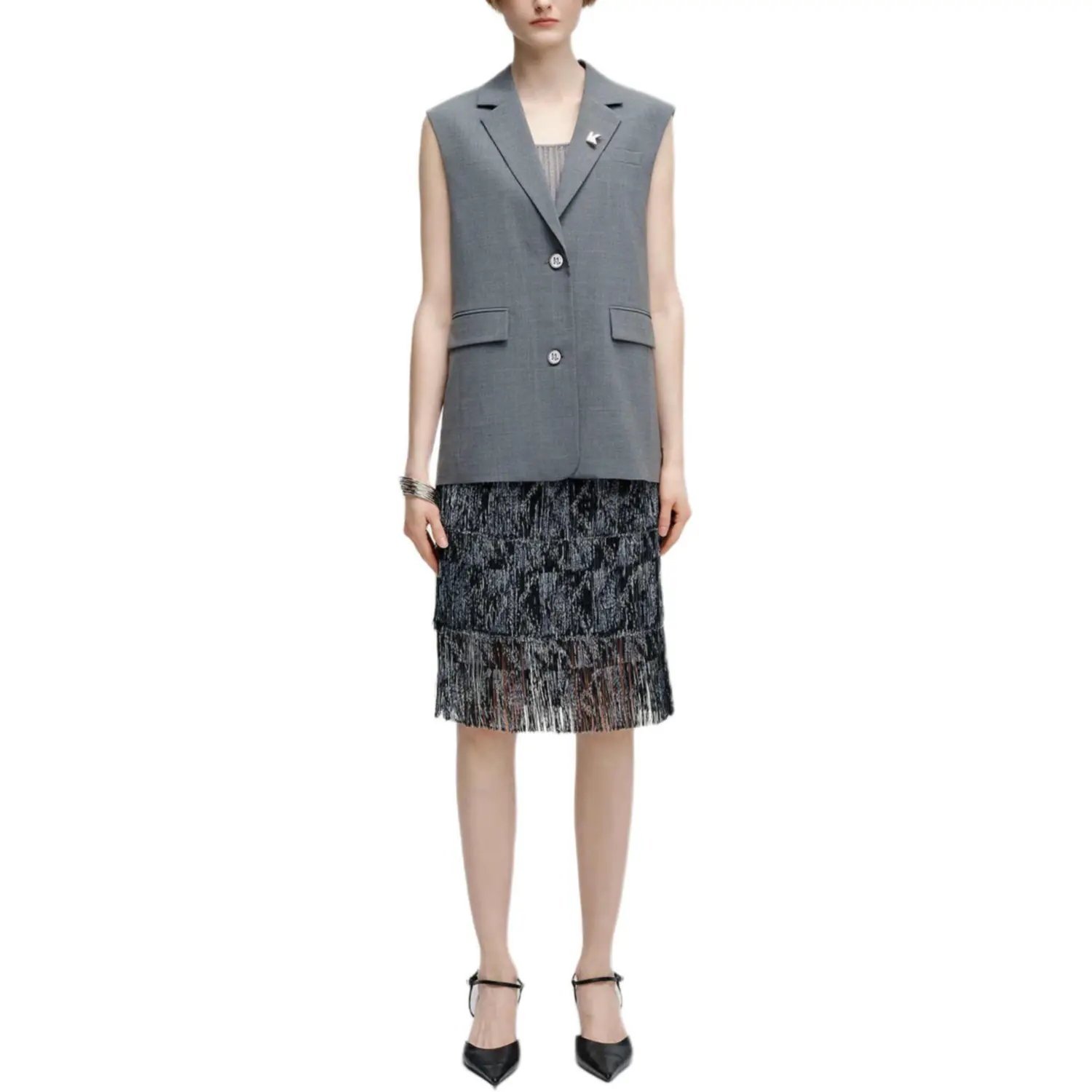 

KARL LAGERFELD / Karl Lagerfeld Jeans Женский жилет KARL LAGERFELD серого цвета, Gray