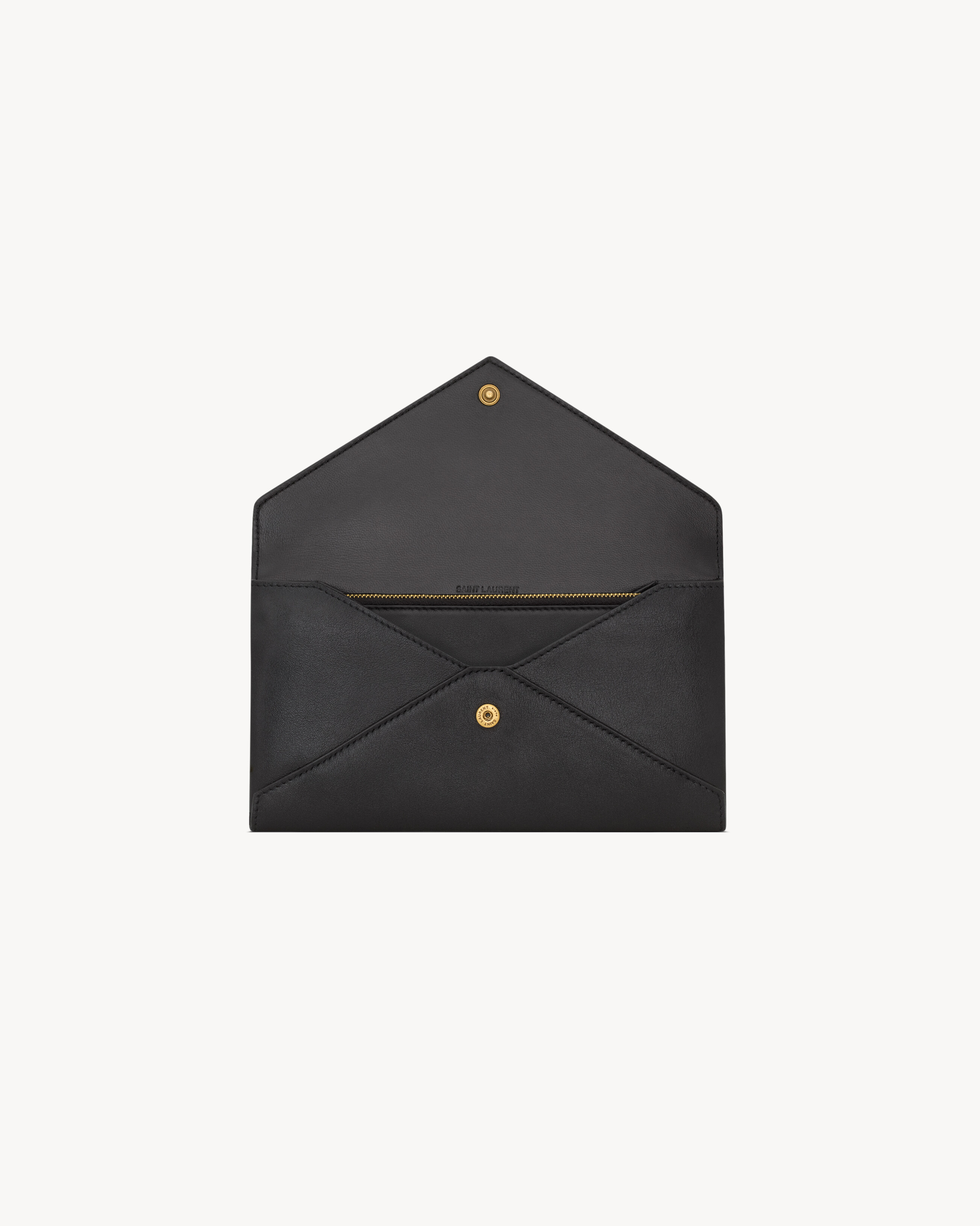 Большой кожаный кошелек LETTER Saint Laurent, черный — фото 4