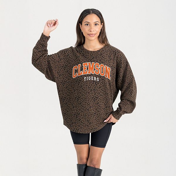 

Женский коричневый свитшот Clemson Tigers Leopard оверсайз Gameday Couture