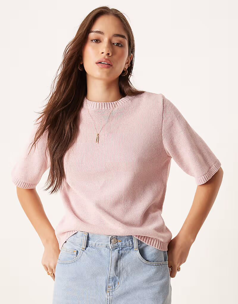 

Трикотажная футболка свободного кроя ASOS DESIGN розового цвета