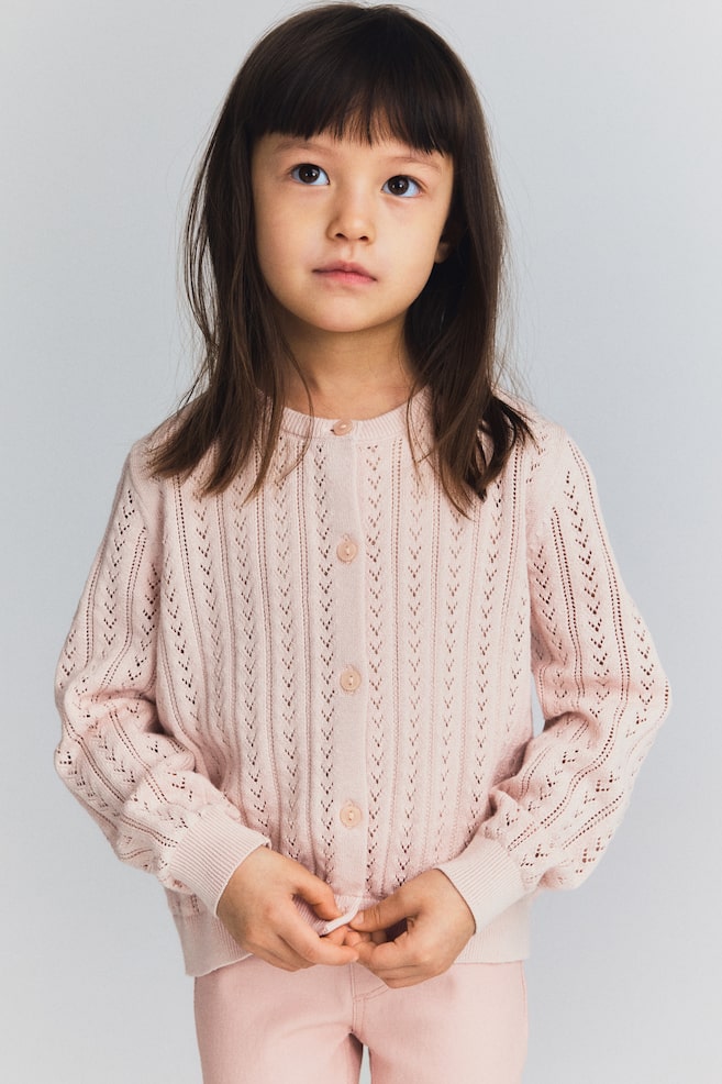 

Хлопковый кардиган ажурной вязки H&M, розовый
