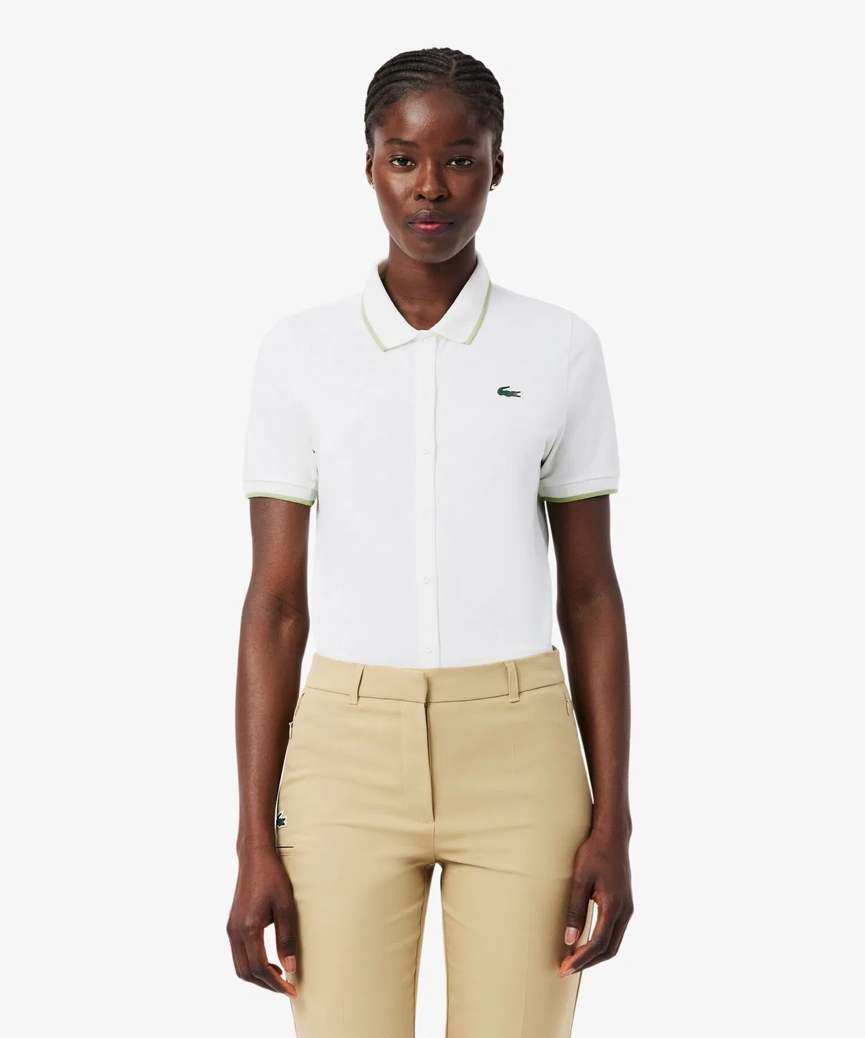 Поло Lacoste Белое с UV-защитой и терморегуляцией