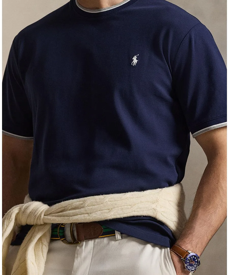 Мужская футболка с круглым вырезом больших размеров Polo Ralph Lauren, newport темно-синий — фото 3
