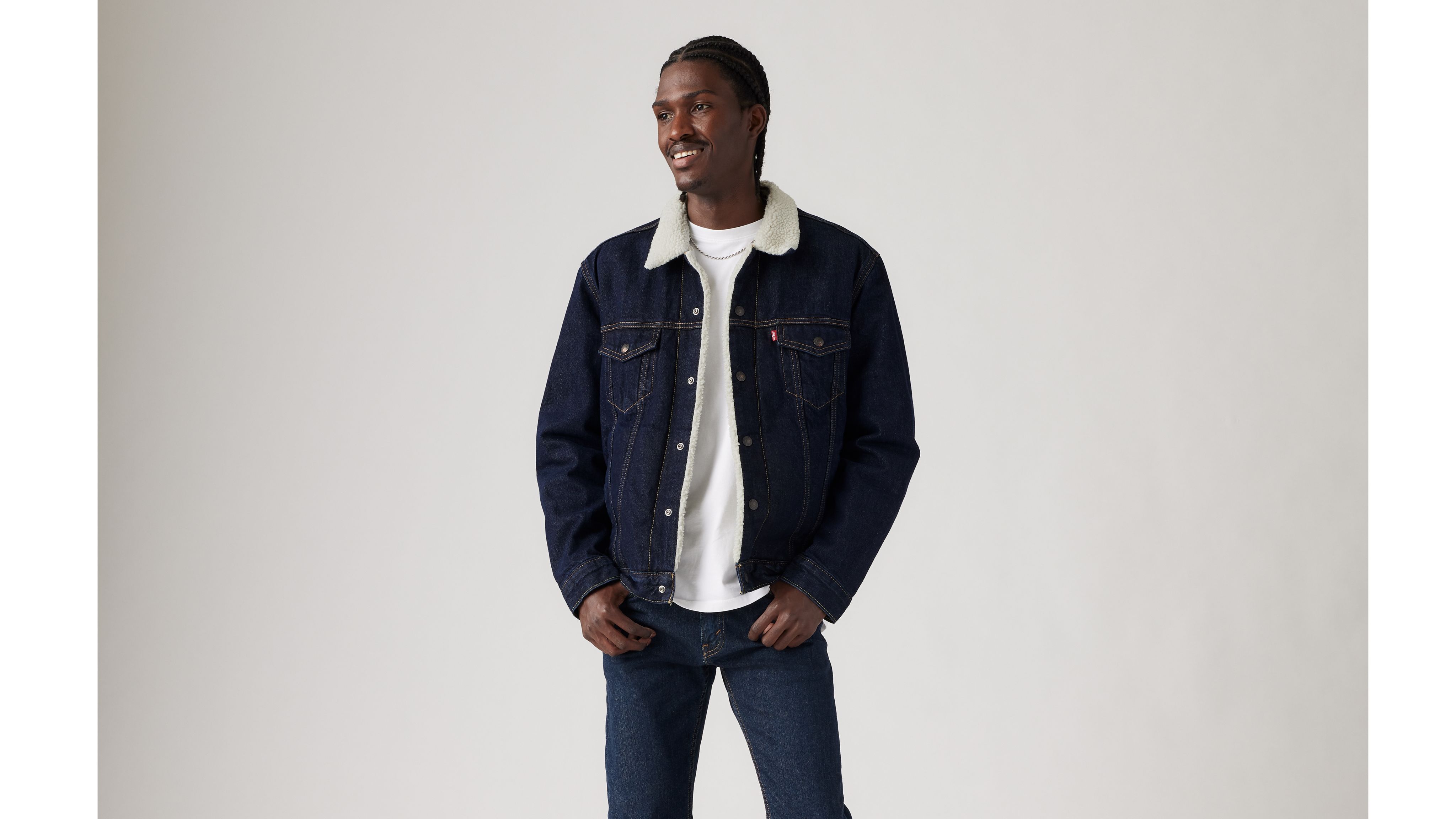 

Куртка водителя грузовика из шерпы типа III Levi's, цвет Juniper Rinse - Dark Wash