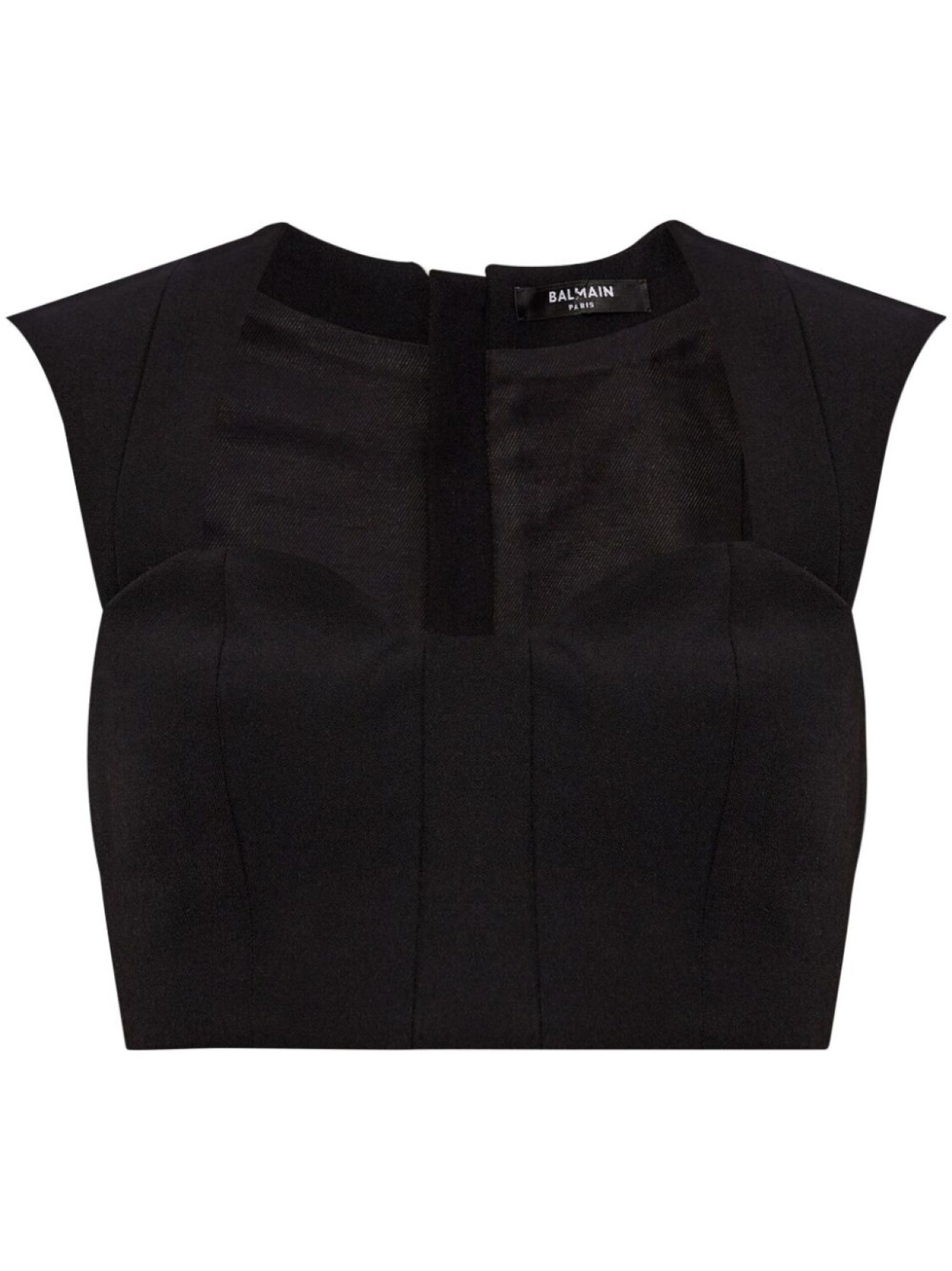 

Balmain укороченный топ из шерсти с панелями, черный