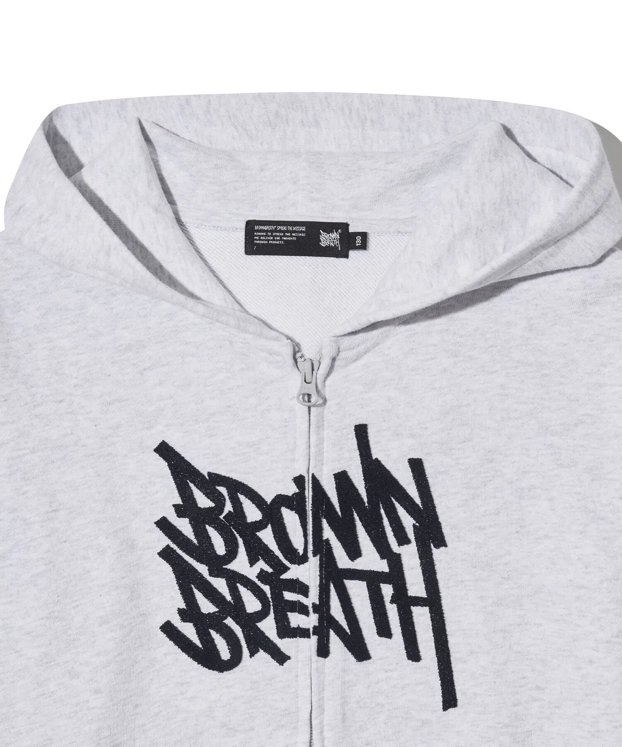 Детская толстовка на молнии Kids Tag Hood пепельного цвета от Brownbreath Kids — фото 4