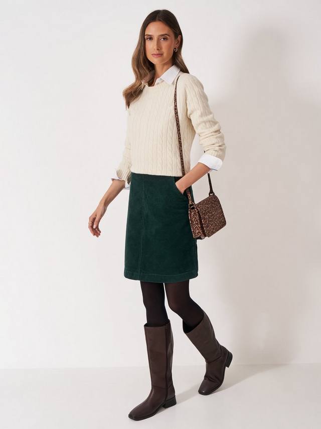 

Деми мини-юбка из хлопкового вельвета Crew Clothing, Jade Green