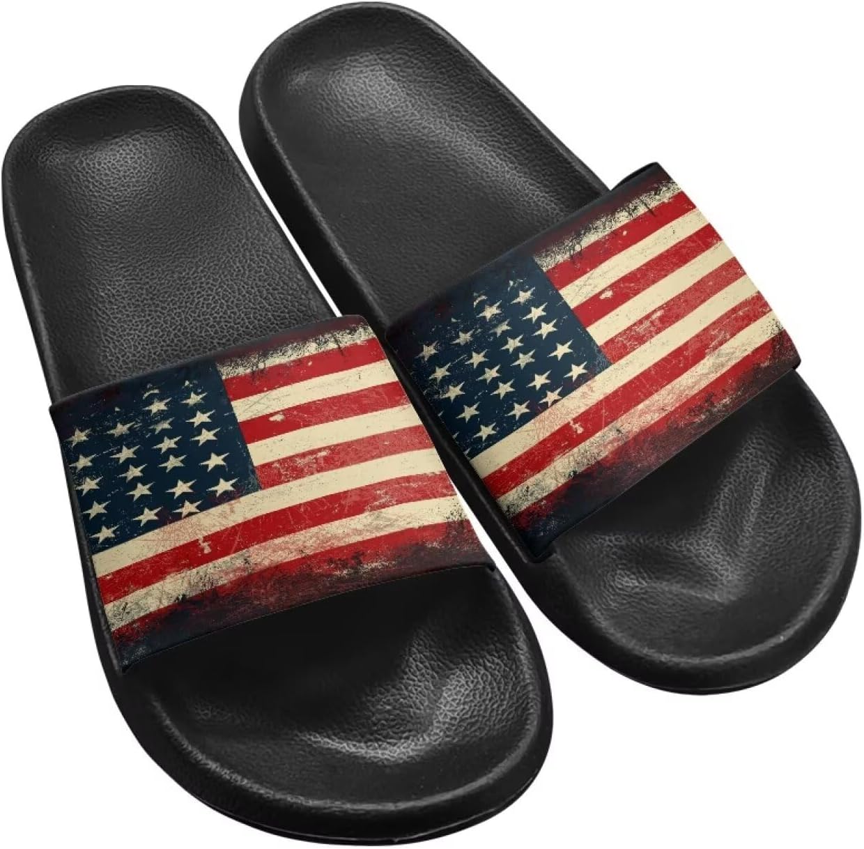 

Узкие шлепанцы для мужчин, плоские сандалии для душа с открытым носком, амортизирующие из ЭВА, летние тапочки-шлепанцы Twousenru, Retro American Flag
