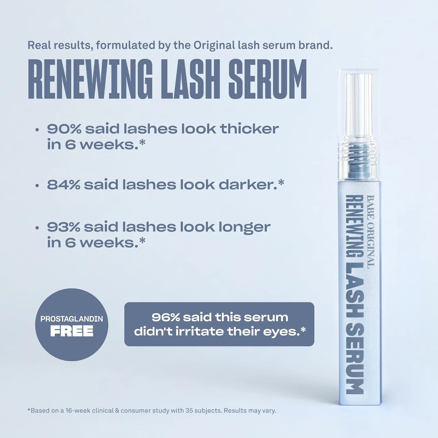 BABE ORIGINAL Renewing Lash Serum - сыворотка для ресниц без простагландинов с пептидами для более густых и длинных ресниц, обогащенная питательными растительными компонентами, веганская и cruelty-free на 4 месяца (6 мл), Clear — фото 3