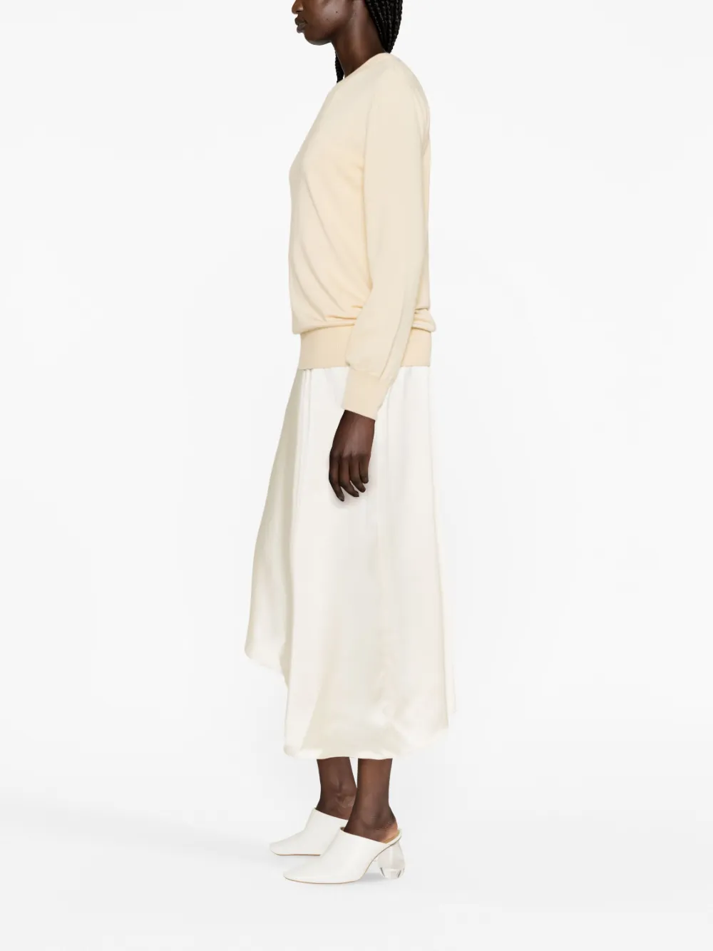 Шерстяной джемпер с круглым вырезом JIL SANDER, нейтральный — фото 3