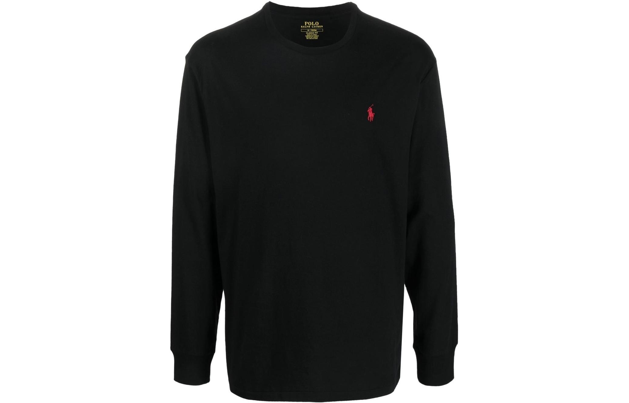 Длинный рукав джерси майка с круглым вырезом Polo Ralph Lauren, черный