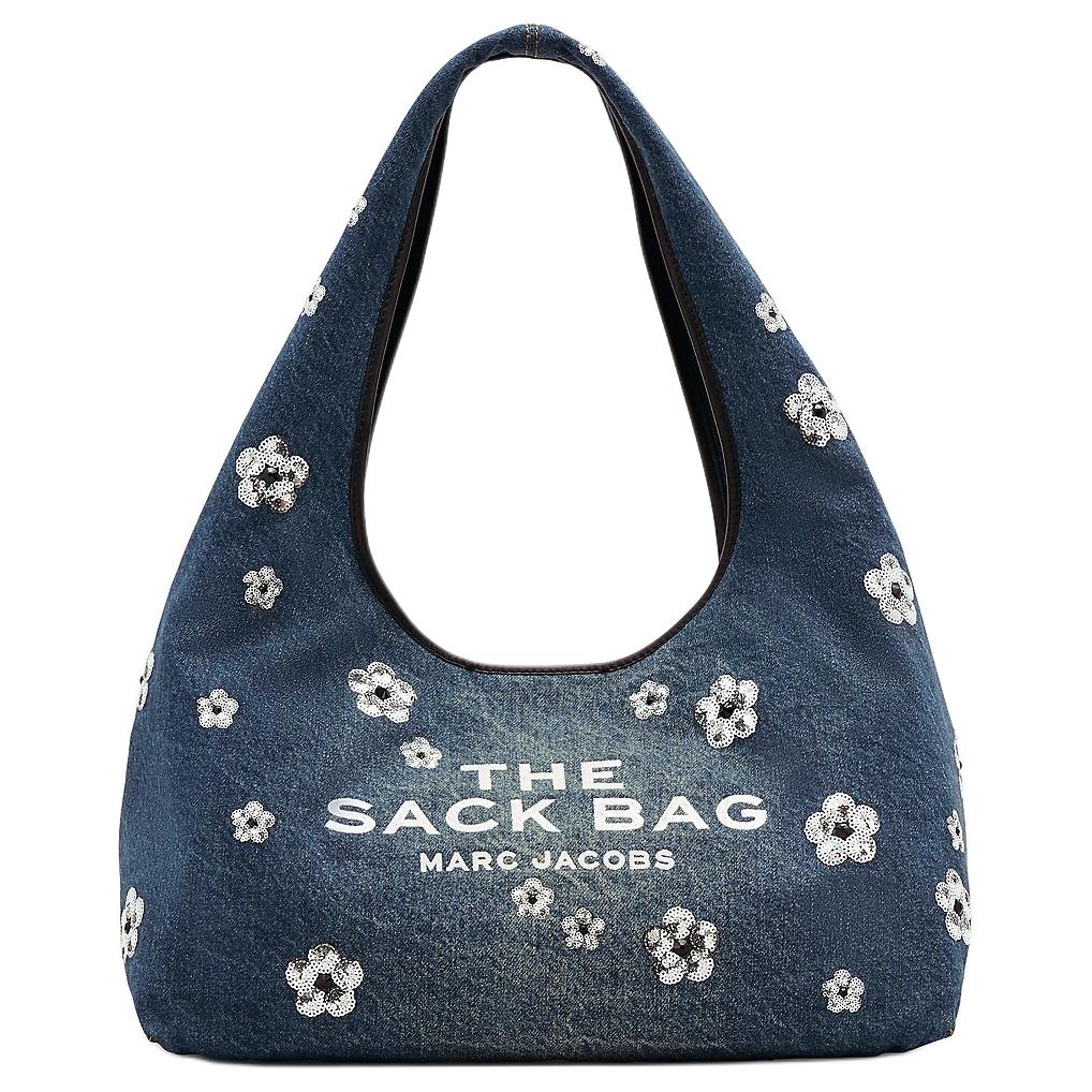 

MARC JACOBS Сумка-мешок из джинсы индиго с пайетками в виде ромашек