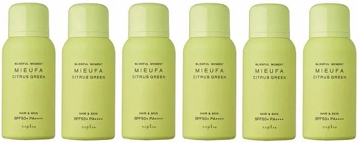 Спрей для загара Napra Mifa Fragrance UV, SPF50+ PA+++, 80 г, цитрусовый зеленый, набор 6 шт Eyes