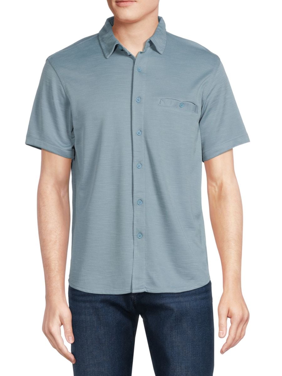 

Трикотажная рубашка с коротким рукавом Saks Fifth Avenue, цвет Mineral Blue