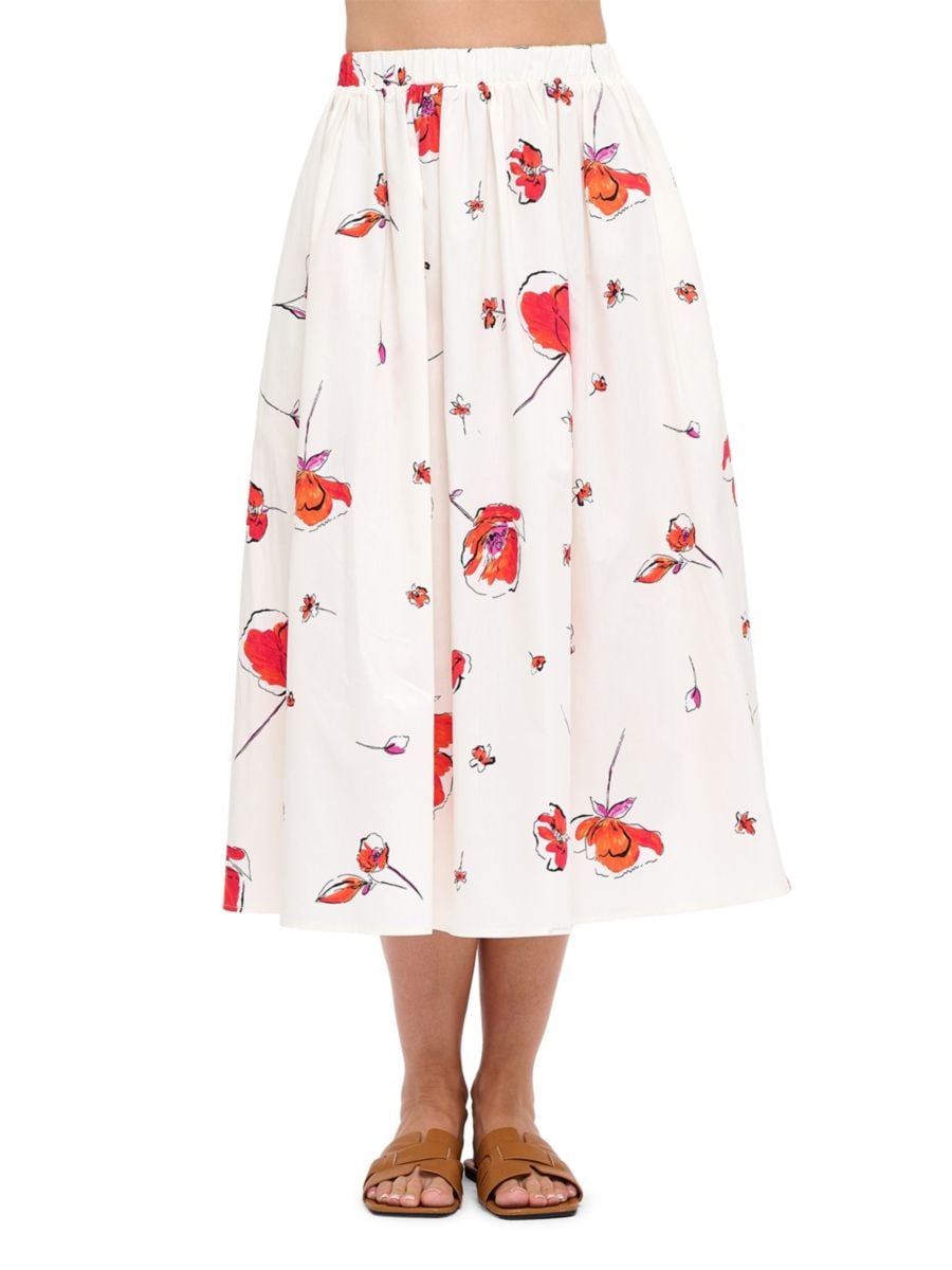 

Юбка миди А-силуэта с цветочным принтом Renee C., слоновая кость