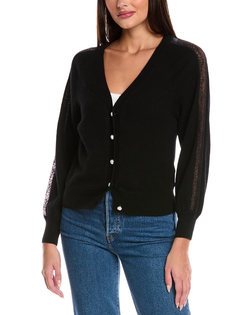 

Броде Кашемир с кружевными рукавами кашемировый кардиган Brodie Cashmere, черный