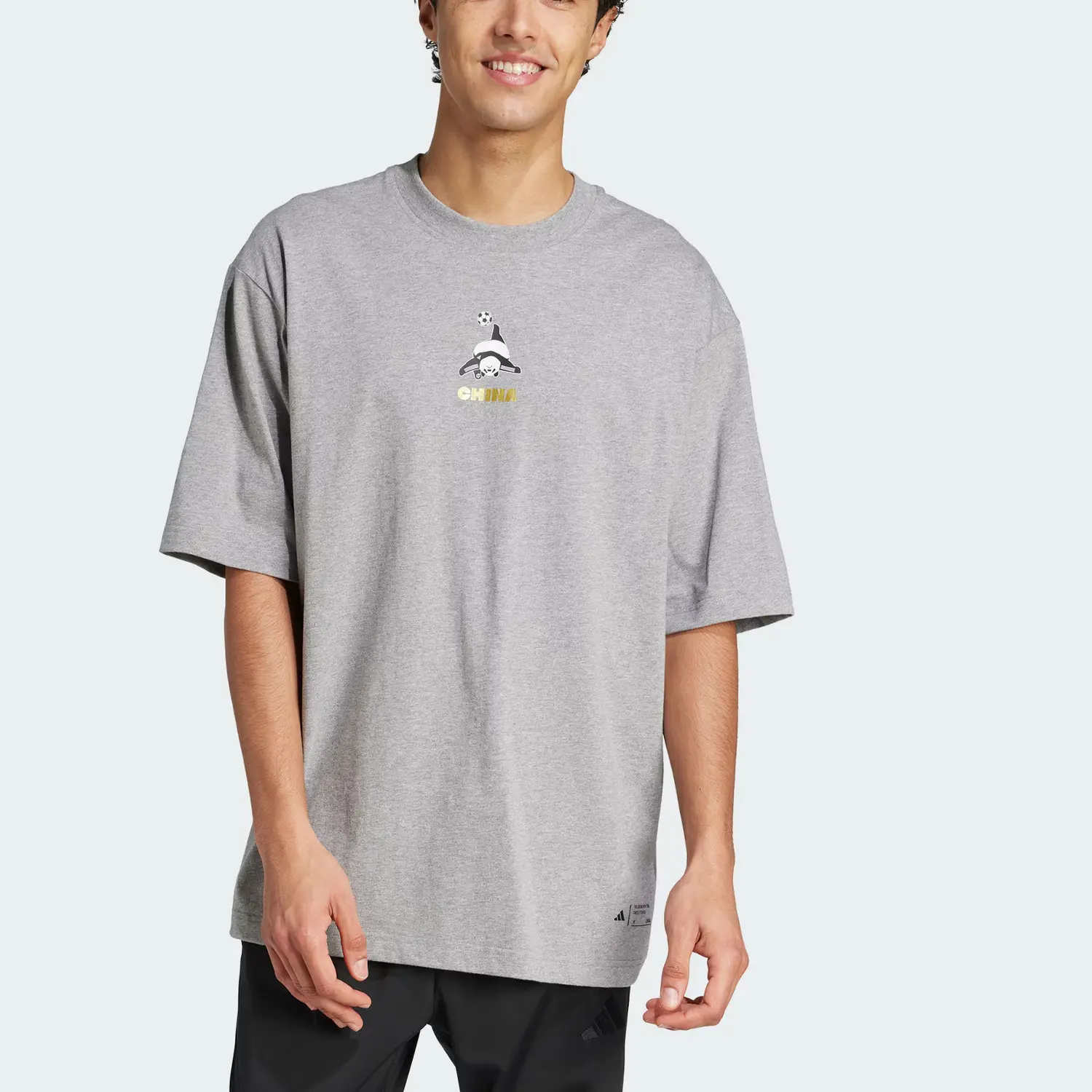 Футболка Unisex Basic Heather Gray Adidas, серый — фото 3
