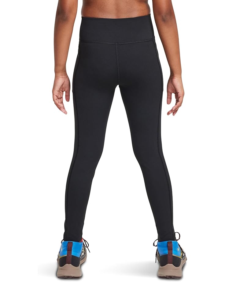 Брюки Nike Kids Dri-FIT High-Waisted Leggings with Pockets, черный/белый — фото 2