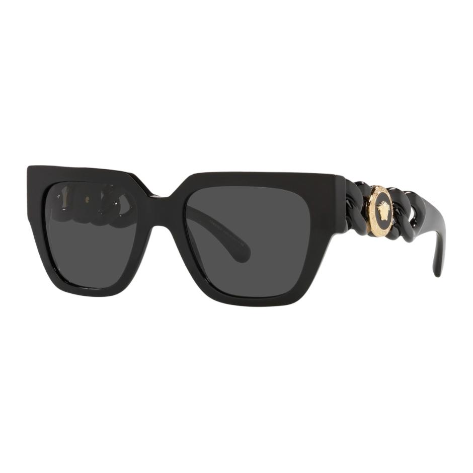 

VERSACE Пластиковые квадратные солнцезащитные очки женские черные, Black