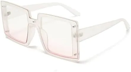 

Солнцезащитные очки в крупной оправе, цельные, универсальные, трендовые, для женщин, с рисунком «рисовый ноготь», солнцезащитные очки с козырьком MTZJH, White