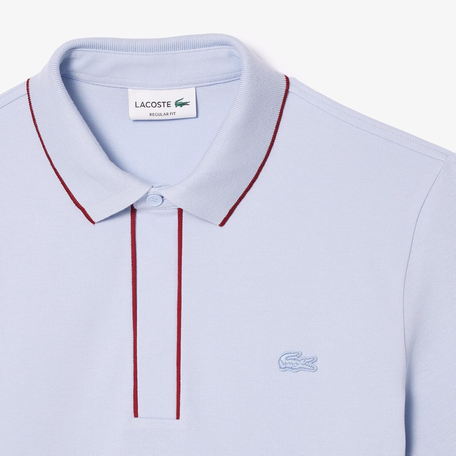 Мужская поло-рубашка с отворотом и окантовкой в тон ткани Lacoste, светло-синий — фото 2