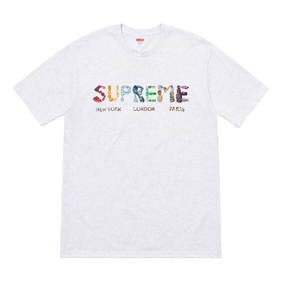

Футболка ss18 rocks alphabet logo short sleeve gray Supreme, серый