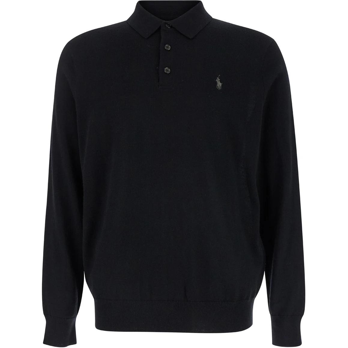 Футболка-поло с длинными рукавами и вышитым логотипом Polo Ralph Lauren, черный — фото 3