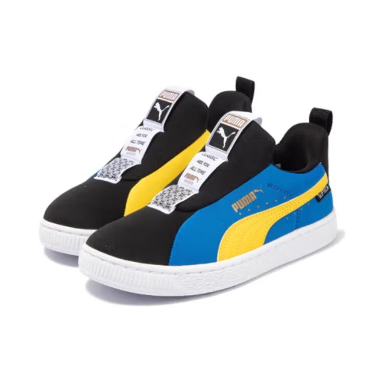 Замшевые детские кроссовки для скейтбординга PS Low-top черного/бежевого/желтого цвета Puma, черный/желтый — фото 3