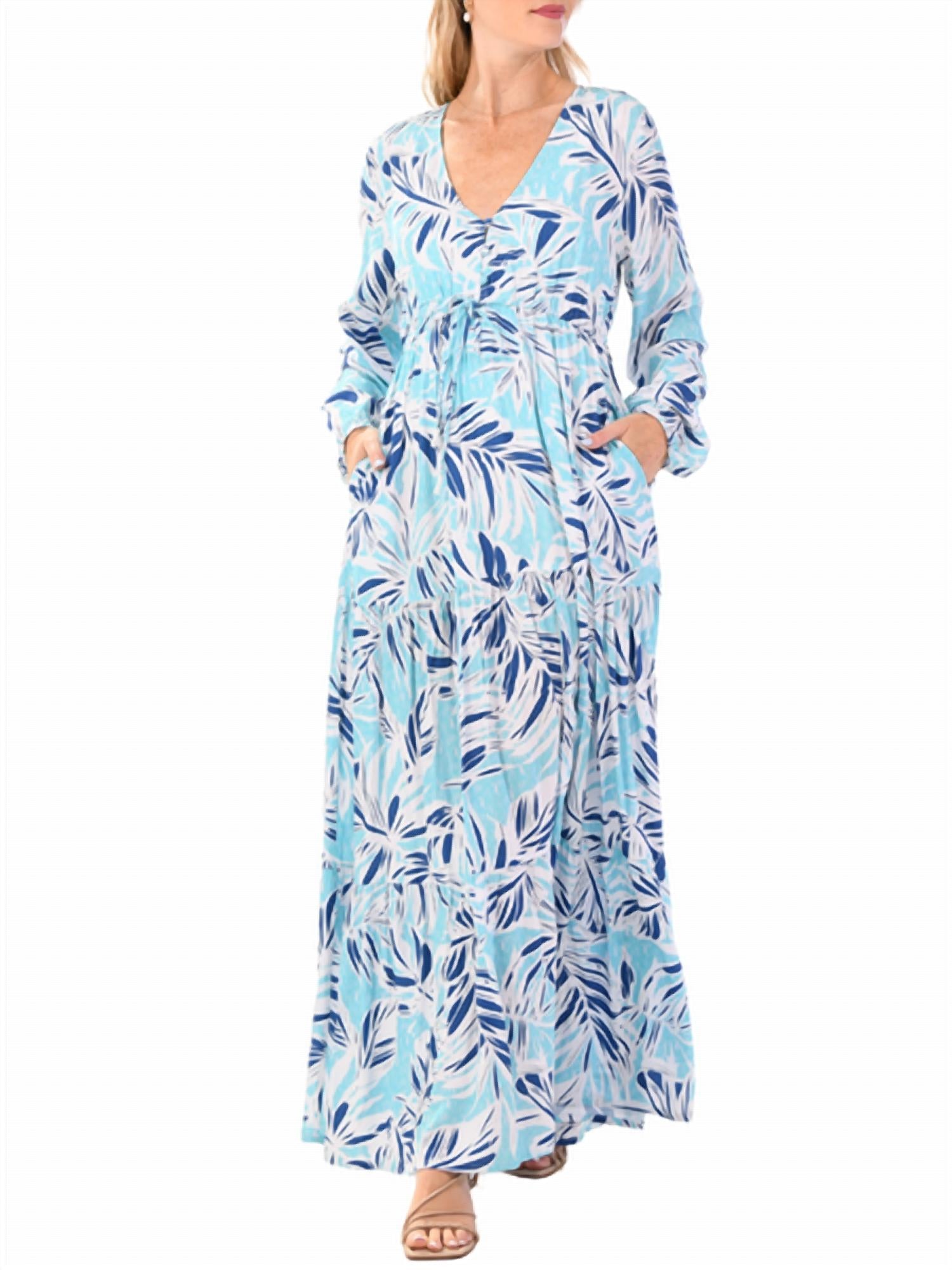 

Тулула Платье в бирюзово-голубом цвете с пальмовым принтом Walker & Wade