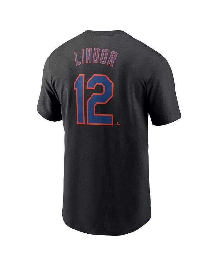 Футболка мужская Francisco Lindor Black New York Mets Fuse с именем и номером Nike — фото 2