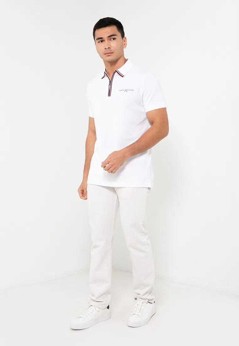 Поло с застежкой-молнией, Regular Fit, мужское Tommy Hilfiger, белый — фото 4
