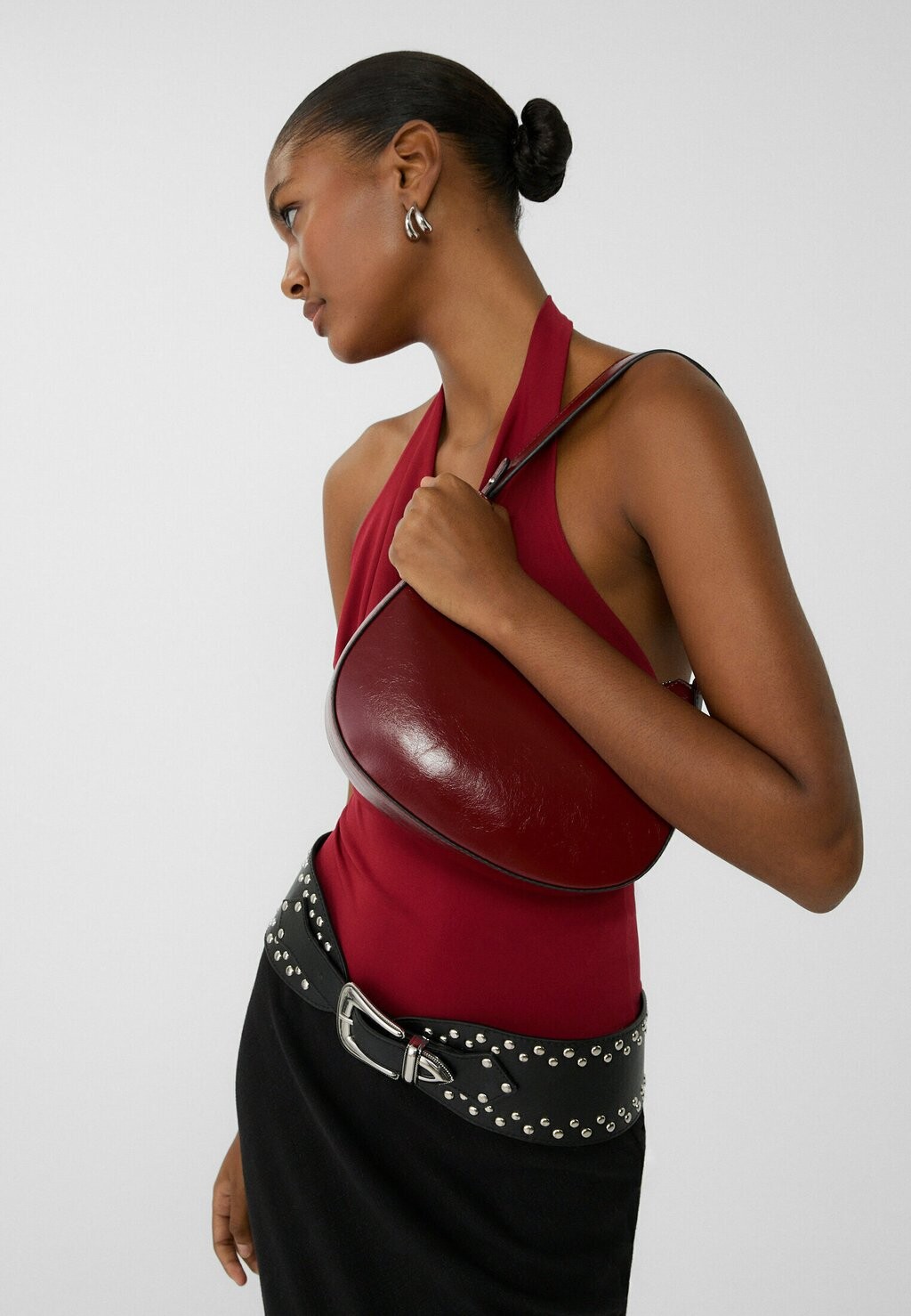 

Сумка HALF MOON SHOULDER Stradivarius, бордовый