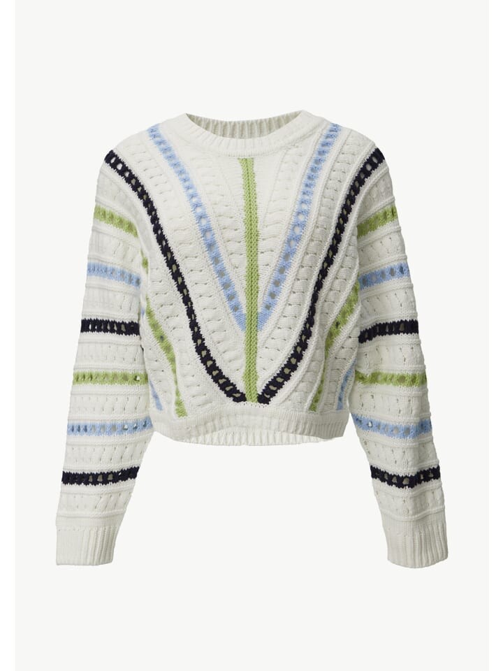 

Пуловер comma CI Strickpullover langarm, цвет Mehrfarbig-weiß