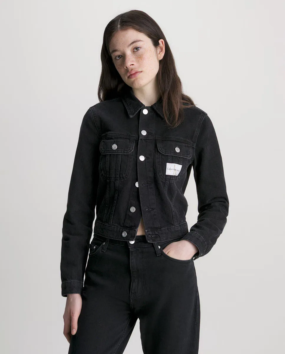 

Черная джинсовая женская куртка Calvin Klein Jeans, черный