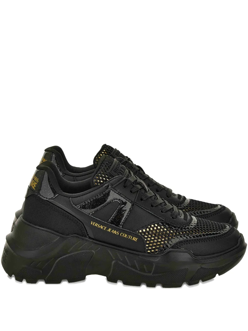 Кроссовки на платформе с декором Versace Jeans Couture, черный