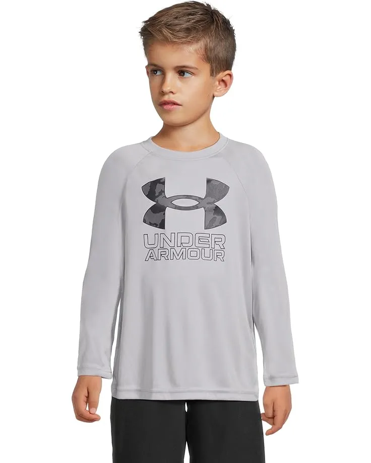 Лонгслив Under Armour Kids Tech Hybrid Print Long Sleeve (Big Kids), Mod Gray/Black