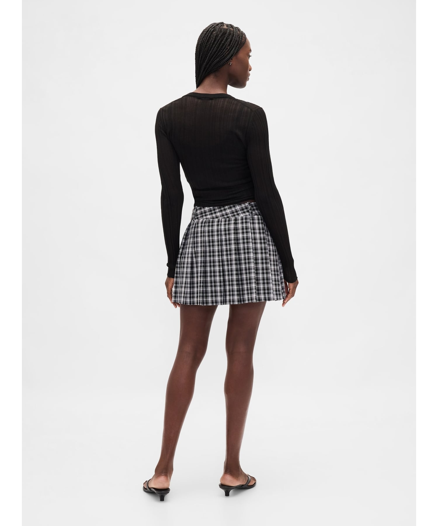 (W) Плиссированная мини-юбка/шорты GAP, GREY_PLAID — фото 2