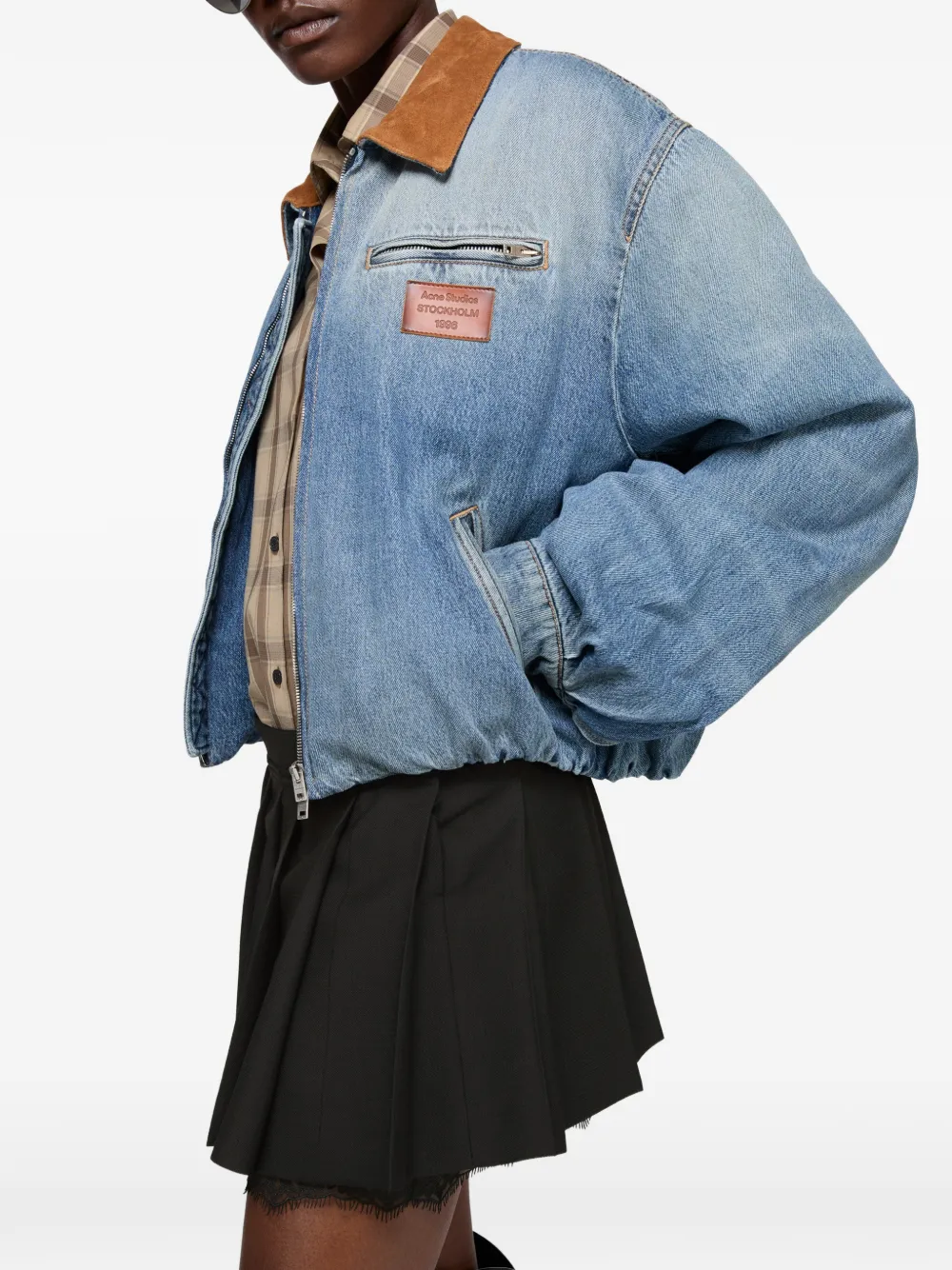 Мини-юбка с плиссировкой из кружева Acne Studios, синий — фото 3