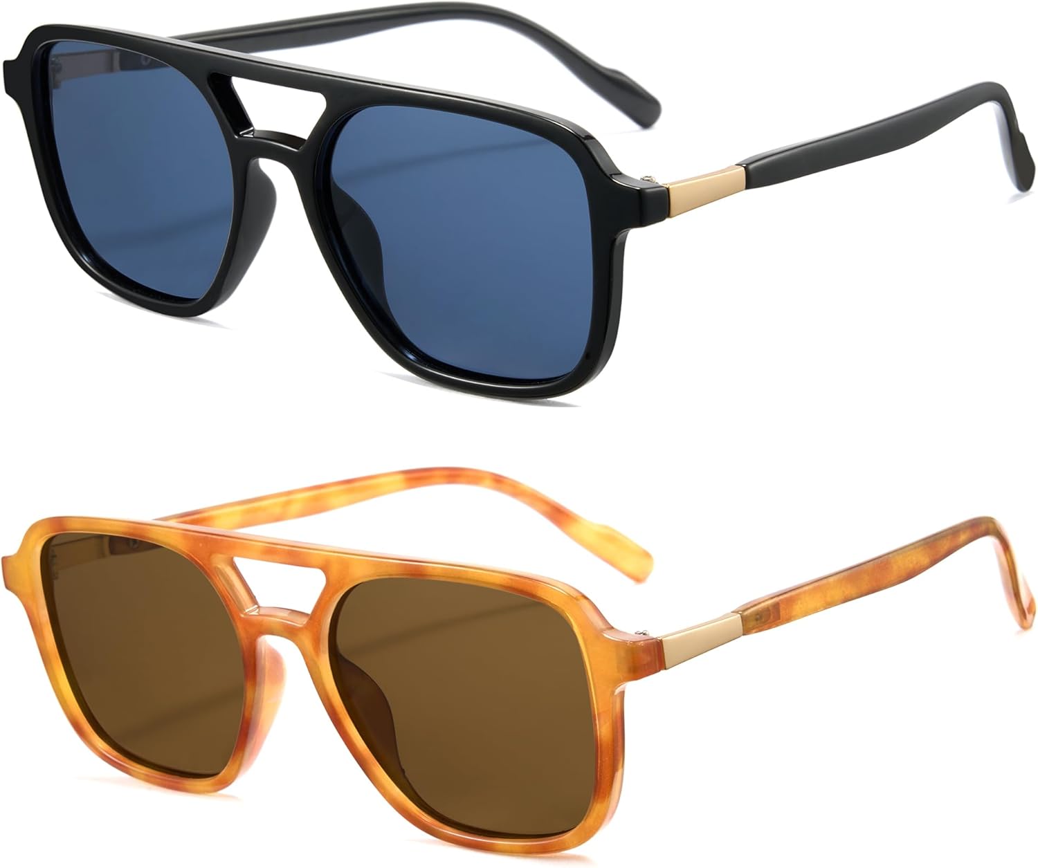 

Комплект из двух ретро-солнцезащитных очков-авиаторов Cyxus в квадратной оправе для женщин. Модные винтажные очки-авиаторы 70-х годов с защитой от УФ-излучения UV400, размер 53 мм, маленький размер, Grey