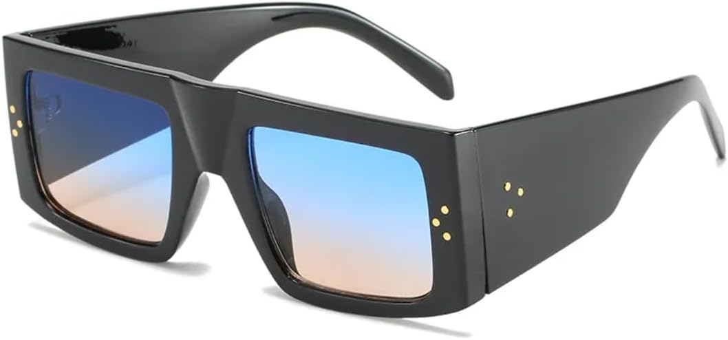 

Роскошные солнцезащитные очки большого размера для женщин в винтажном стиле с заклепками, крупной оправой, градиентной защитой от УФ-излучения UV400 (черный, синий, желтый) TVTBBVV, Black Blue Yellow