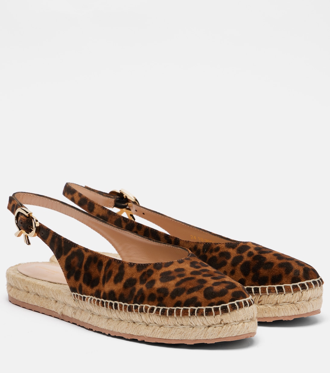 Паз замшевые сланцы на шлейках с эспадрильями Gianvito Rossi, Leopard Print+Naturale