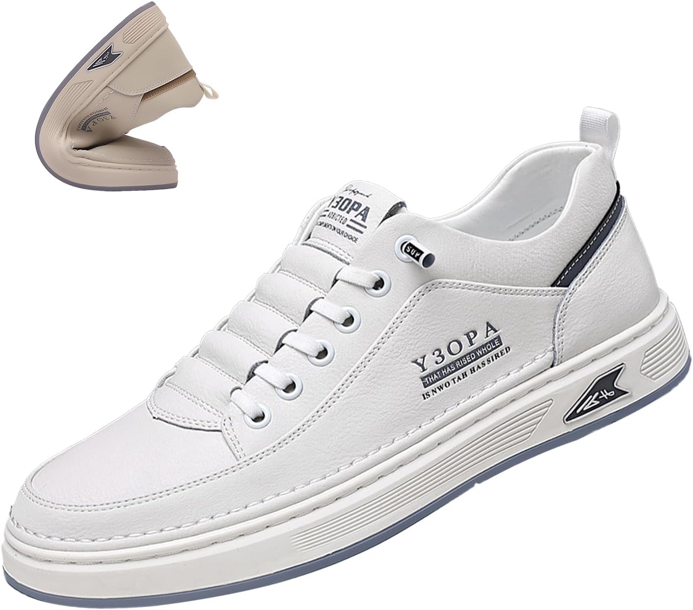 

Мужские повседневные кожаные кроссовки, удобные, дышащие, нескользящие, деловые оксфорды, модные спортивные туфли без шнурков Keilinia, белый