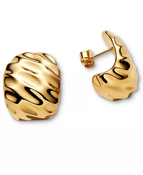 

Широкие рифленые серьги-кольца Pandora, gold