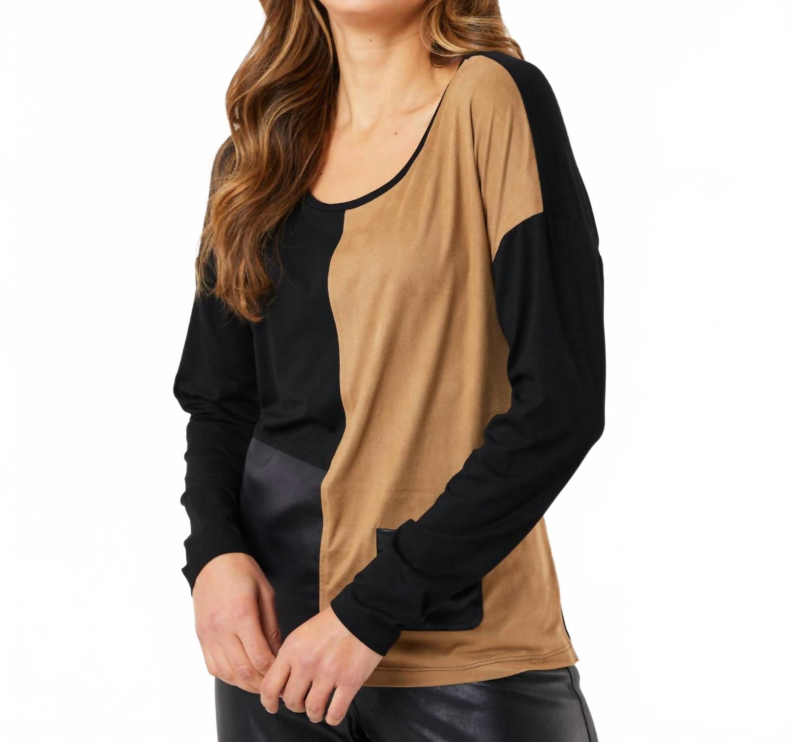 

Angel Apparel Топ из искусственной замши, черный/песочный