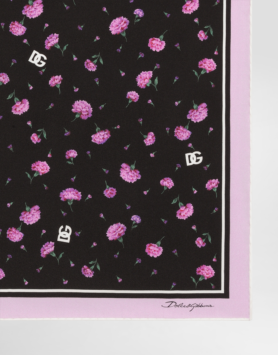 Шелковый твиловый платок с принтом «гвоздика» 50x50 Dolce & Gabbana, мультиколор — фото 2